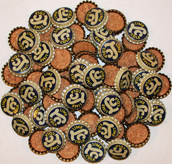 Soda pop bottle caps Lot of 100 LC LIME COLA cork lined unused new old stock