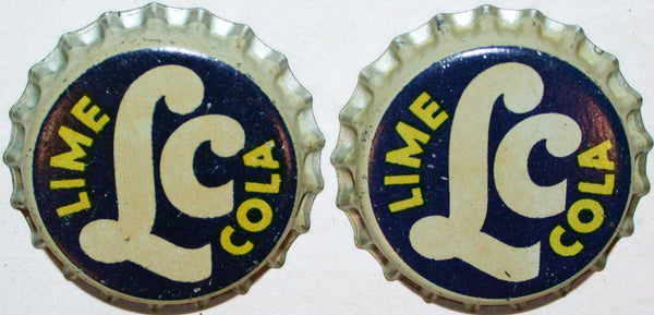 Soda pop bottle caps LC LIME COLA Lot of 2 cork lined unused and new old stock