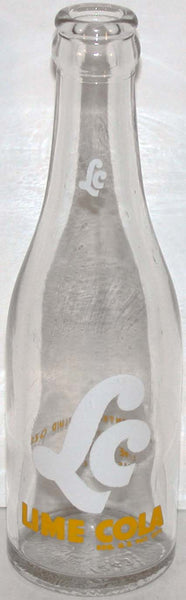 Vintage soda pop bottle LC LIME COLA 7oz size 1947 Des Moines Iowa n-mint condition