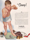 Vintage magazine ad LEDERLE American Cyanamid Co 1951 boy boxer John Falter art