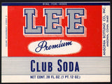 Vintage soda pop bottle label LEE CLUB SODA Ansonia Connecticut new old stock