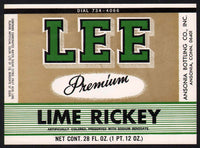 Vintage soda pop bottle label LEE LIME RICKEY Ansonia Connecticut new old stock