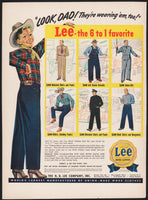 Vintage magazine ad LEE WORK CLOTHES overalls from 1948 boy pictured Look Dad