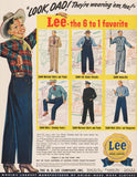 Vintage magazine ad LEE WORK CLOTHES overalls from 1948 boy pictured Look Dad