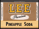 Vintage soda pop bottle label LEE PINEAPPLE SODA Ansonia Connecticut unused n-mint