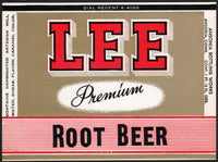 Vintage soda pop bottle label LEE ROOT BEER Ansonia Connecticut unused n-mint+