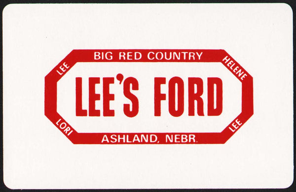 Vintage playing card LEES FORD Lori and Helene Big Red Country Ashland Nebraska