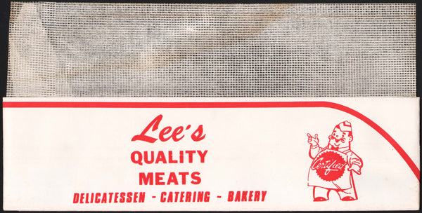 Vintage paper hat LEES QUALITY MEATS Westport Massachusetts butcher pictured unused