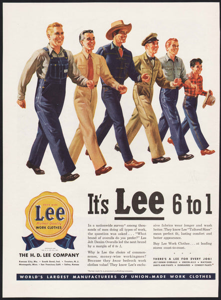 Vintage magazine ad LEE WORK CLOTHES 1946 workmen pictured The H D Lee Company
