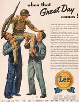 Vintage magazine ad LEE WORK CLOTHES 1943 H D Lee Company World War II soldier