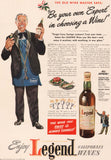 Vintage magazine ad LEGEND CALIFORNIA WINES 1941 wine master picture Golan Wines
