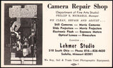Vintage business card LEHMER STUDIO Camera Repair Shop Sedalia Missouri n-mint+