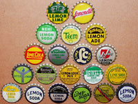 Vintage soda pop bottle caps LEMON and LIME FLAVORS Lot of 20 different unused
