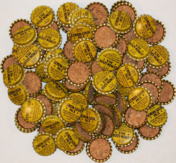 Soda pop bottle caps Lot of 100 LEMON SOUR MIX cork lined unused new old stock