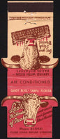 Vintage matchbook cover LEOS HOUSE OF STEAKS Tampa Florida bull pictured die cut Contour
