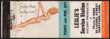 Vintage matchbook cover LESLIES SERVICE STATION Socony Petty girlie Hartford CT
