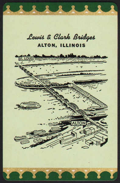 Vintage playing card LEWIS and CLARK BRIDGES bridges pictured Alton Illinois