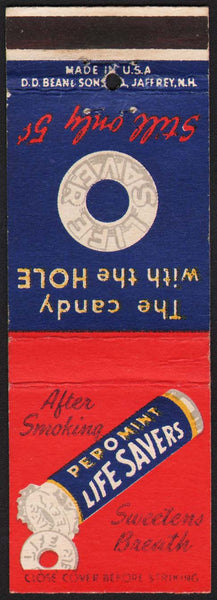 Vintage matchbook cover LIFE SAVERS Pep O Mint Still Only 5 cents roll pictured