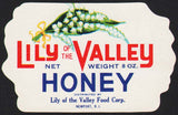 Vintage label LILY OF THE VALLEY HONEY flowers pictured Newport Rhode Island n-mint+