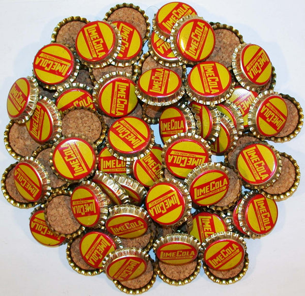 Soda pop bottle caps Lot of 100 LIME COLA cork lined EARLY ONE new old stock