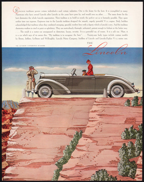 Vintage magazine ad THE LINCOLN automobile 1937 Le Baron Convertible Roadster