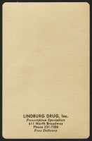 Vintage playing card LINDBURG DRUG INC 611 North Broadway Pittsburg Kansas