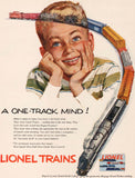Vintage magazine ad LIONEL TRAINS 1953 Alex Ross artwork boy dreaming of a train