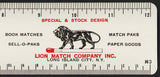 Vintage metal ruler LION MATCH COMPANY lion pictured D Earle Carthage Maryland n-mint