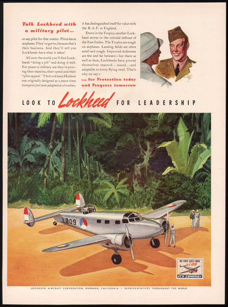 Vintage magazine ad LOCKHEED AIRCRAFT 1941 Lockheed Hudson airplane pictured
