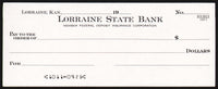 Vintage bank check LORRAINE STATE BANK Lorraine Kansas unused new old stock
