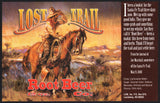 Vintage soda pop bottle label LOST TRAIL ROOT BEER horse and rider Louisburg Kansas