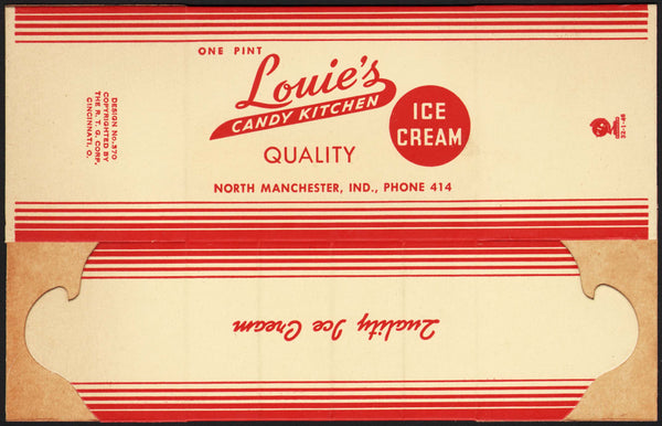 Vintage box LOUIES CANDY KITCHEN Ice Cream 1946 North Manchester Indiana n-mint