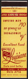Vintage matchbook cover LOUISIANE RESTAURANT Dale and Selby St Paul Minnesota