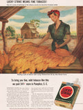 Vintage magazine ad LUCKY STRIKE cigarettes 1942 with John Steuart Curry artwork