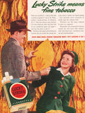 Vintage magazine ad LUCKY STRIKE cigarettes 1941 man and woman in tobacco barn