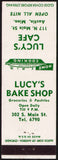 Vintage matchbook cover LUCYS CAFE Lucys Bake Shop pie pictured Austin Minnesota