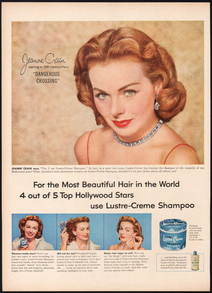 Vintage magazine ad LUSTRE CREME 1953 Jeanne Crain from Dangerous Crossing film