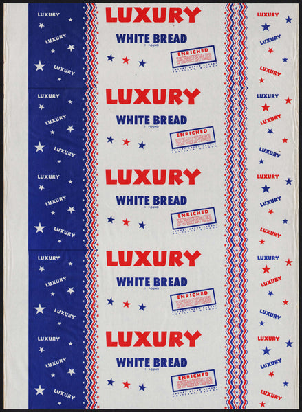 Vintage bread wrapper LUXURY WHITE BREAD Portland Oregon unused new old stock