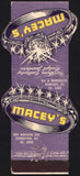 Vintage matchbook cover MACEYS Jewelers Covington Kentucky ring pictured die cut Contour