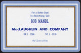 Vintage playing card MacLAUGHLIN AND COMPANY Bob Mandl Advertising Kansas City