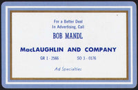 Vintage playing card MacLAUGHLIN AND COMPANY Bob Mandl Advertising Kansas City