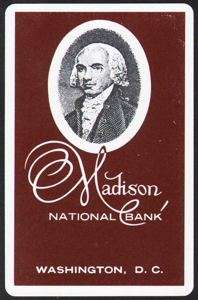 Vintage playing card MADISON NATIONAL BANK president pictured brown Washington DC