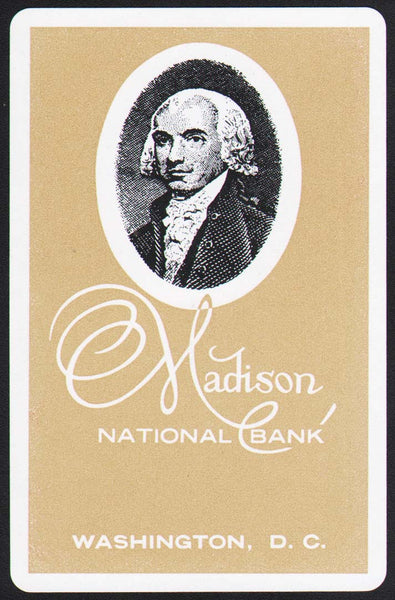 Vintage playing card MADISON NATIONAL BANK president pictured cream Washington DC