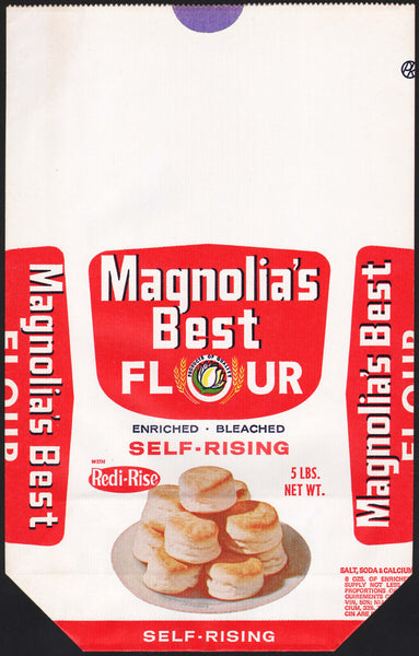 Vintage bag MAGNOLIAS BEST FLOUR biscuits pictured Attala Kosciusko Mississippi