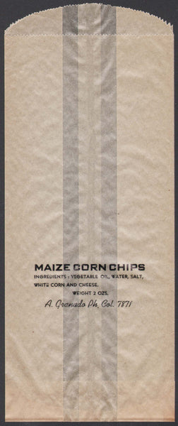 Vintage bag MAIZE CORN CHIPS Ph Col 7871 A Granado unused new old stock n-mint