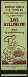 Vintage matchbook cover MANHATTAN CAFÉ Homemade Pies chef pictured Dixon Illinois