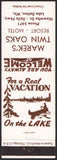 Vintage matchbook cover MAREKS TWIN OAKS Resort Motel Lake Delton Wisconsin