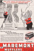 Vintage magazine ad MAREMONT MUFFLERS from 1947 elephants hanging tailpipes pictured