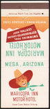 Vintage matchbook cover MARICOPA INN and MOTOR HOTEL Chicago Cubs Mesa Arizona