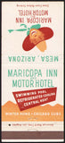 Vintage matchbook cover MARICOPA INN and MOTOR HOTEL Chicago Cubs Mesa Arizona